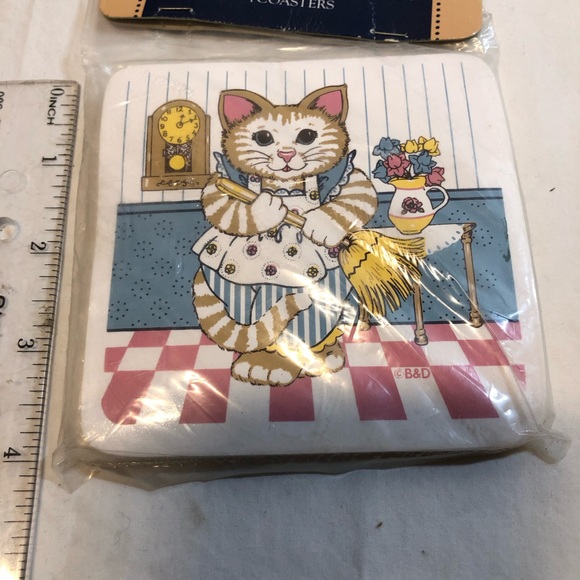 Vintage Cute Cat Coasters, 4” x4” from the 1990s - Picture 3 of 8